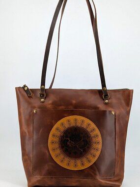 In Blue Handmade Leather Tote